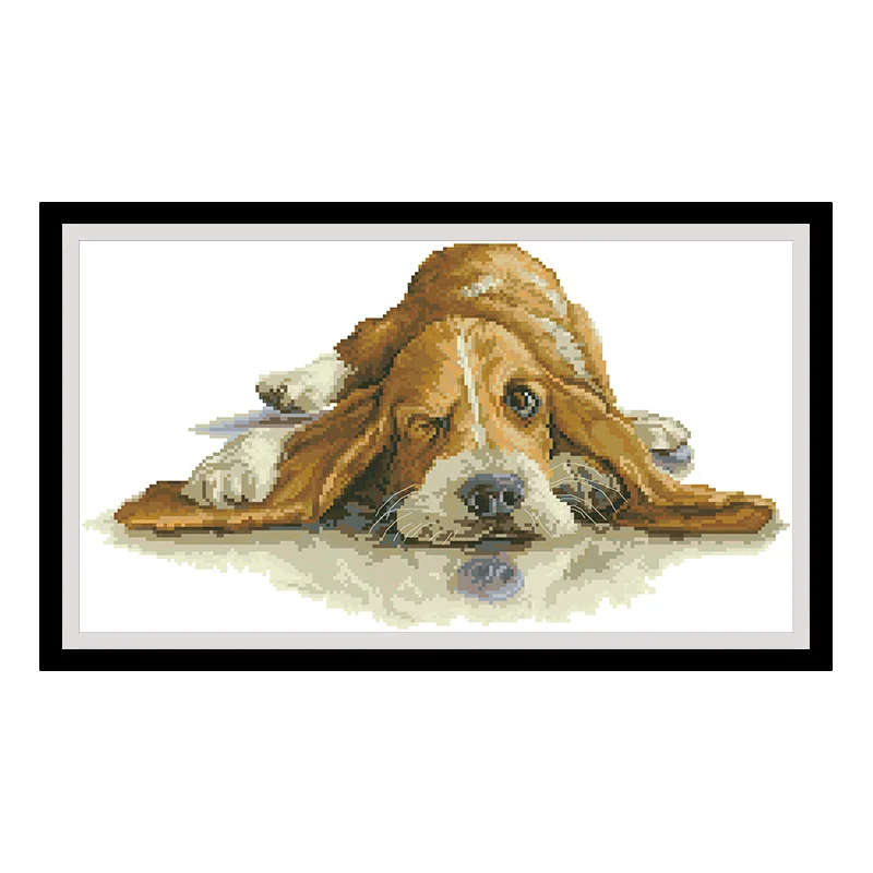 Cute Puppy Counted Cross Stitch Patterns Kits Unprinted Embroidery Needlework Sets 11CT14CT Diy Cross-Stitch Home Decor Painting