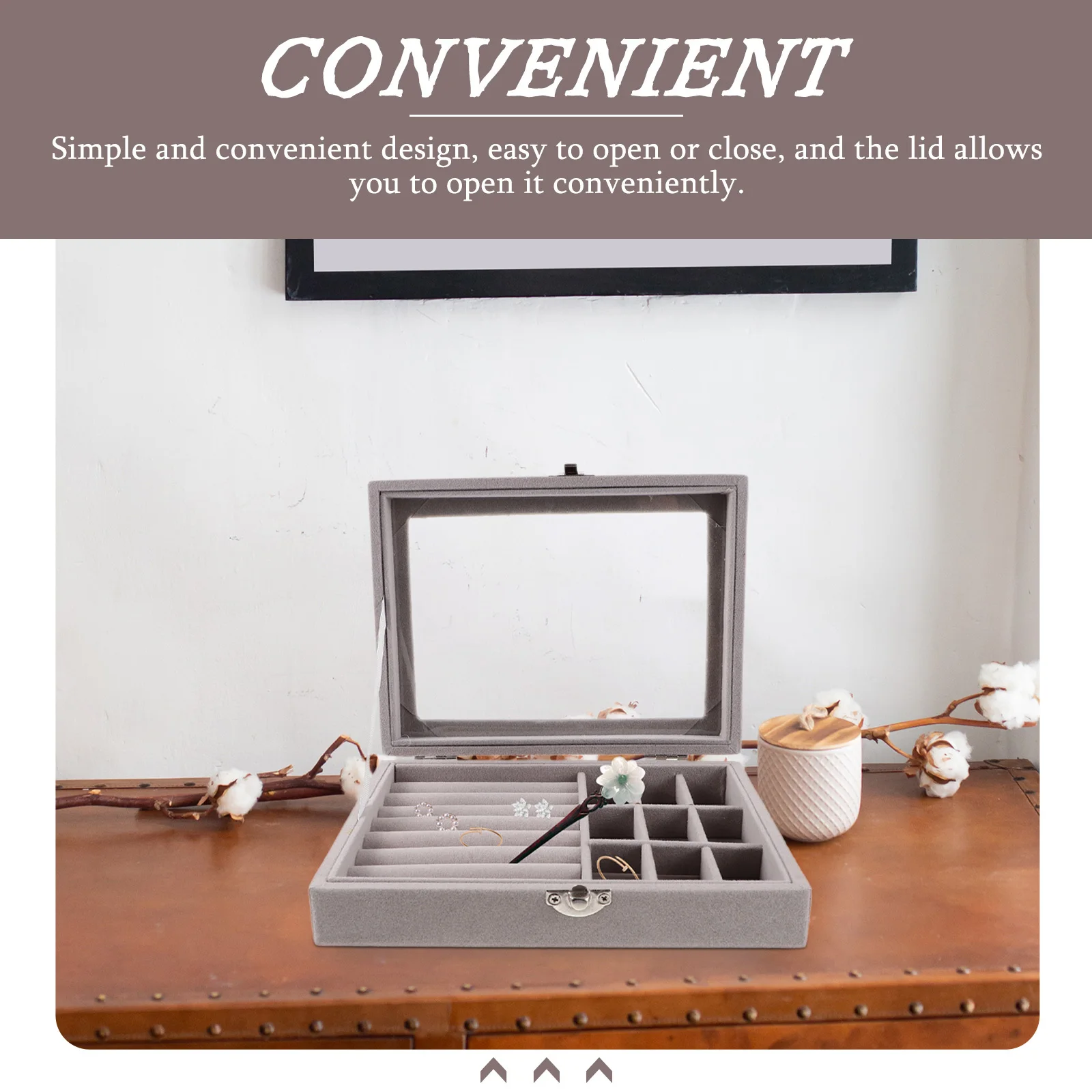 

Jewelry Storage Box Clear Lid Stylish Dust-Resistant Organizer For Bracelets Rings Earrings Necklaces Desktop Trinket