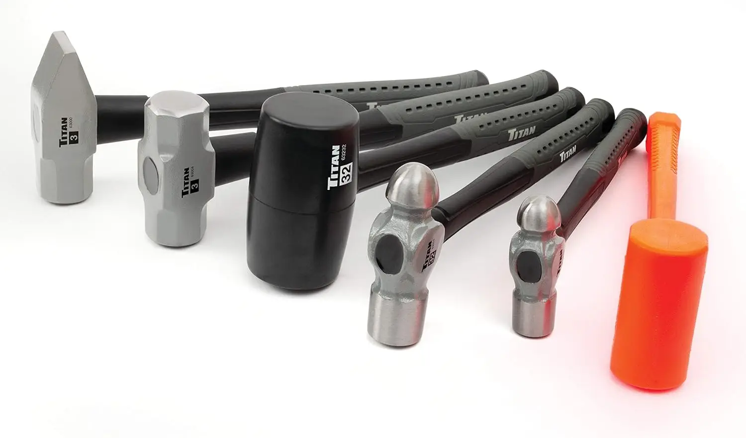 

6-Piece Hammer Set with 16oz & 32oz Ball Pein, Rubber Mallet, Sledgehammer, Dead Blow & Cross Pein for Versatile Use