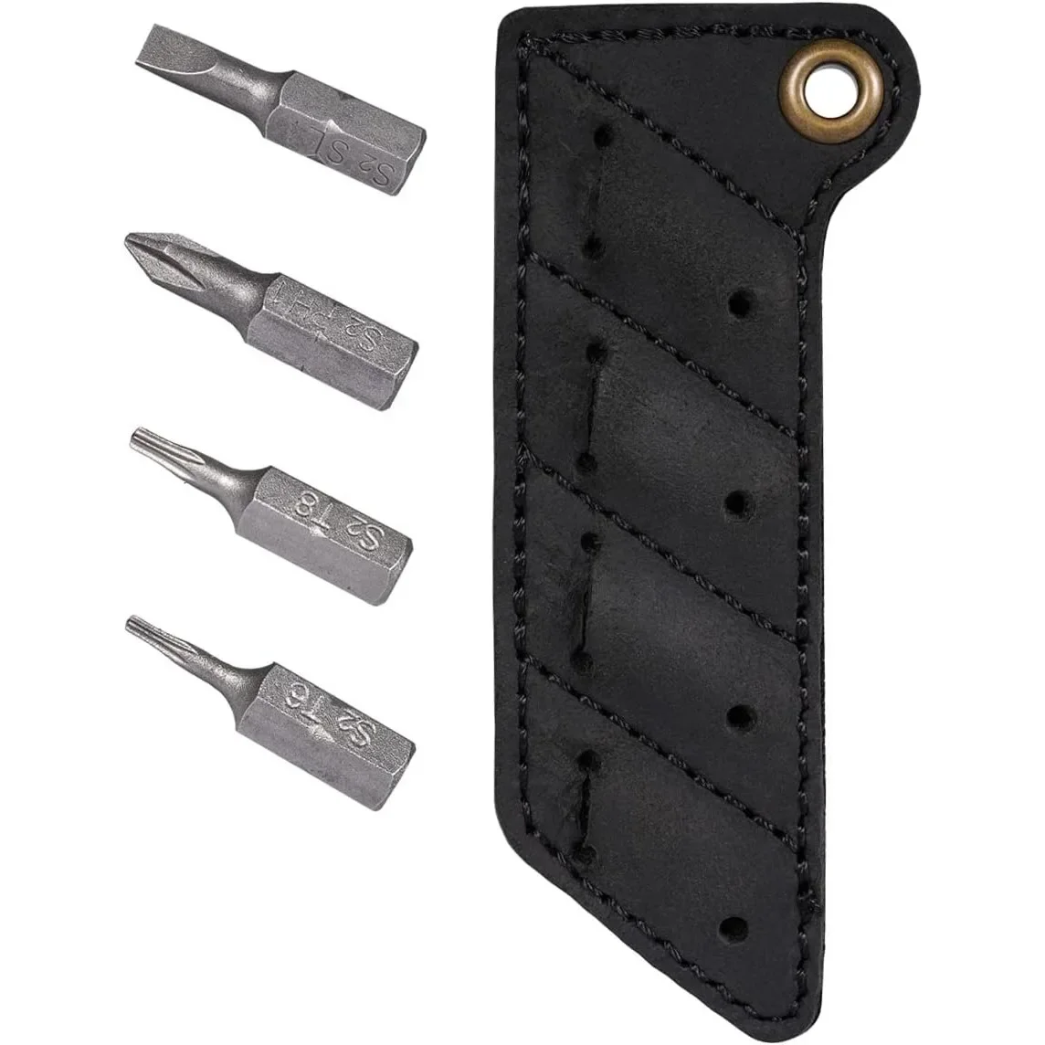 KeyUnity KA06 Leather Sheath Screw Bit Organizer with 4 pcs Magnetic Bits