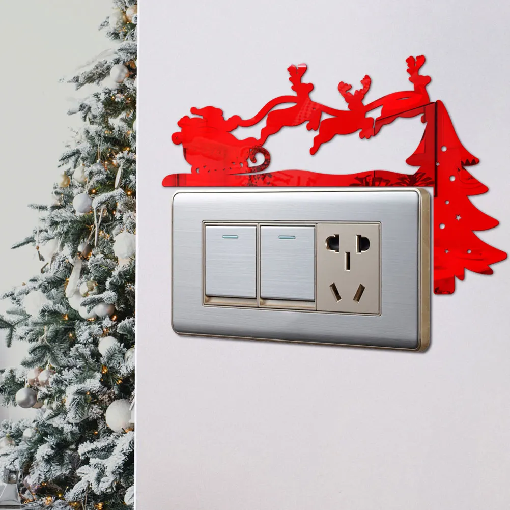 

4pcs Santa Stickers Christmas Light Switch Decor Acrylic Elk Design Home Decoration Party Decals Xmas Sticker for Switch Wall