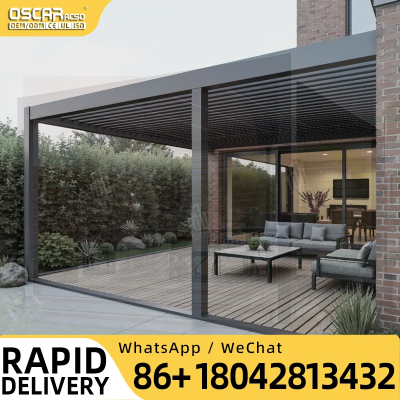 6*4m Luxury Retractable Aluminum Pergola Canopy for Garden Patio with Unique Designs in European Backyards and Outdoor Events pe
