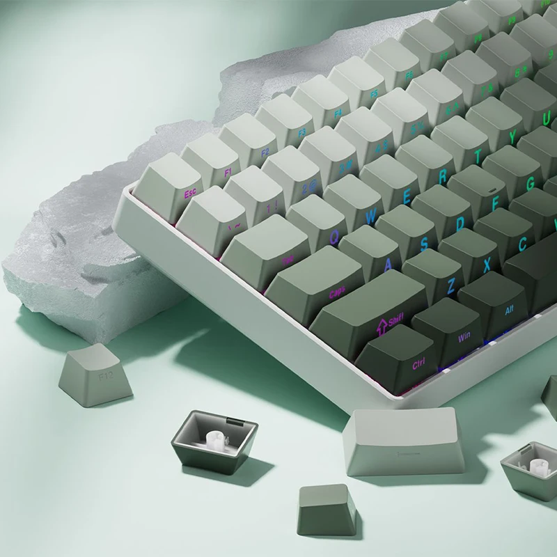 136 Key PBT Double Shot Side Print Shine Through Backlit OEM Profile Keycaps For MX Mechanical Keyboard