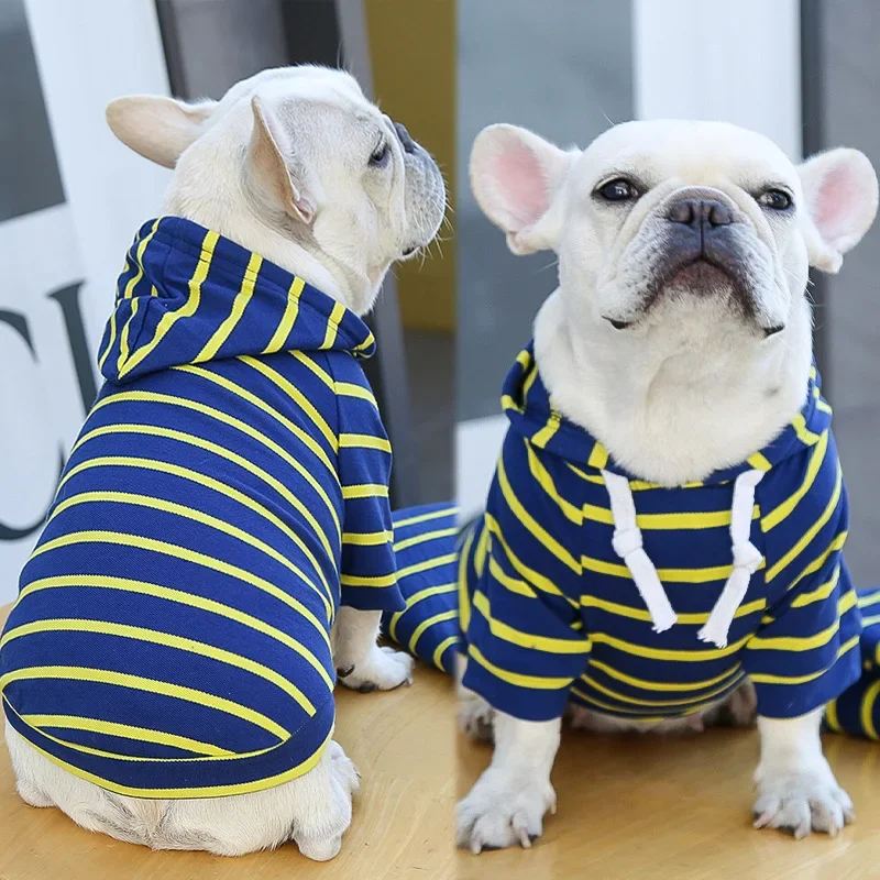 Pet Clothes Dog Cat Spring and Autumn Dog Hoodie Striped Simple Style Dogs Accessories