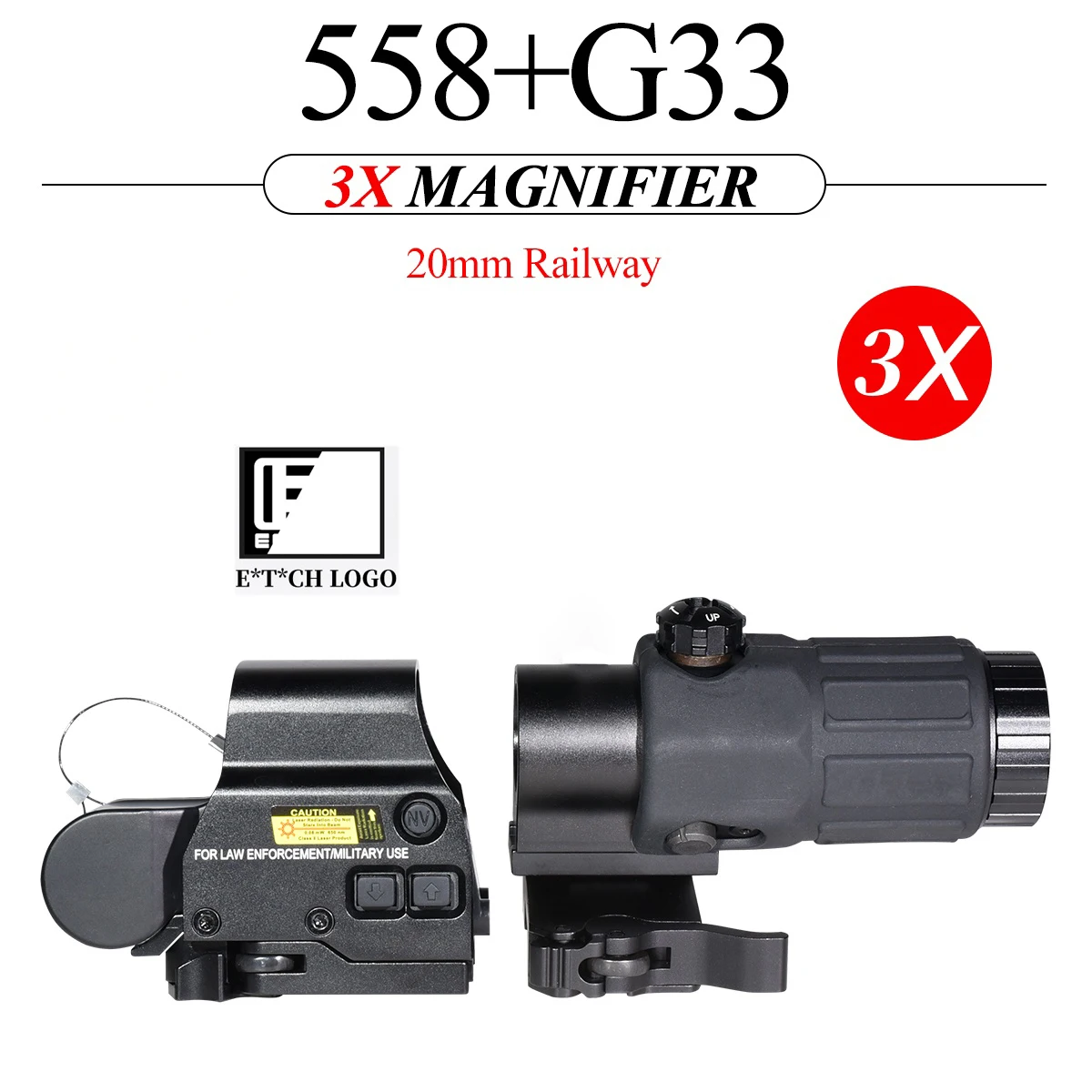 NONE Eot**h 558 G43 Lupe Holographische Anblick Umfang Klapp Seite Flip G45 5X Lupen für 558 556 553 Taktische Reflex Zielfernrohr 7