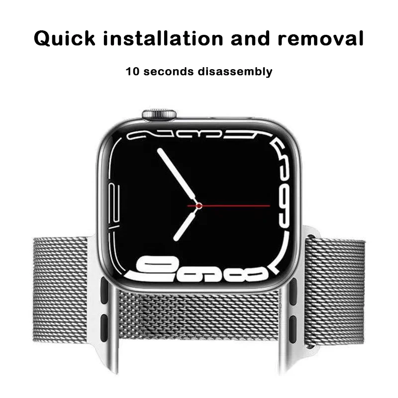 Magnetic Loop Stainless Steel Mesh Strap for Apple Watch Band 44/40/42/38/41/45/49mm Compatible with iWatch Series 9 8 7 6 5 4 3