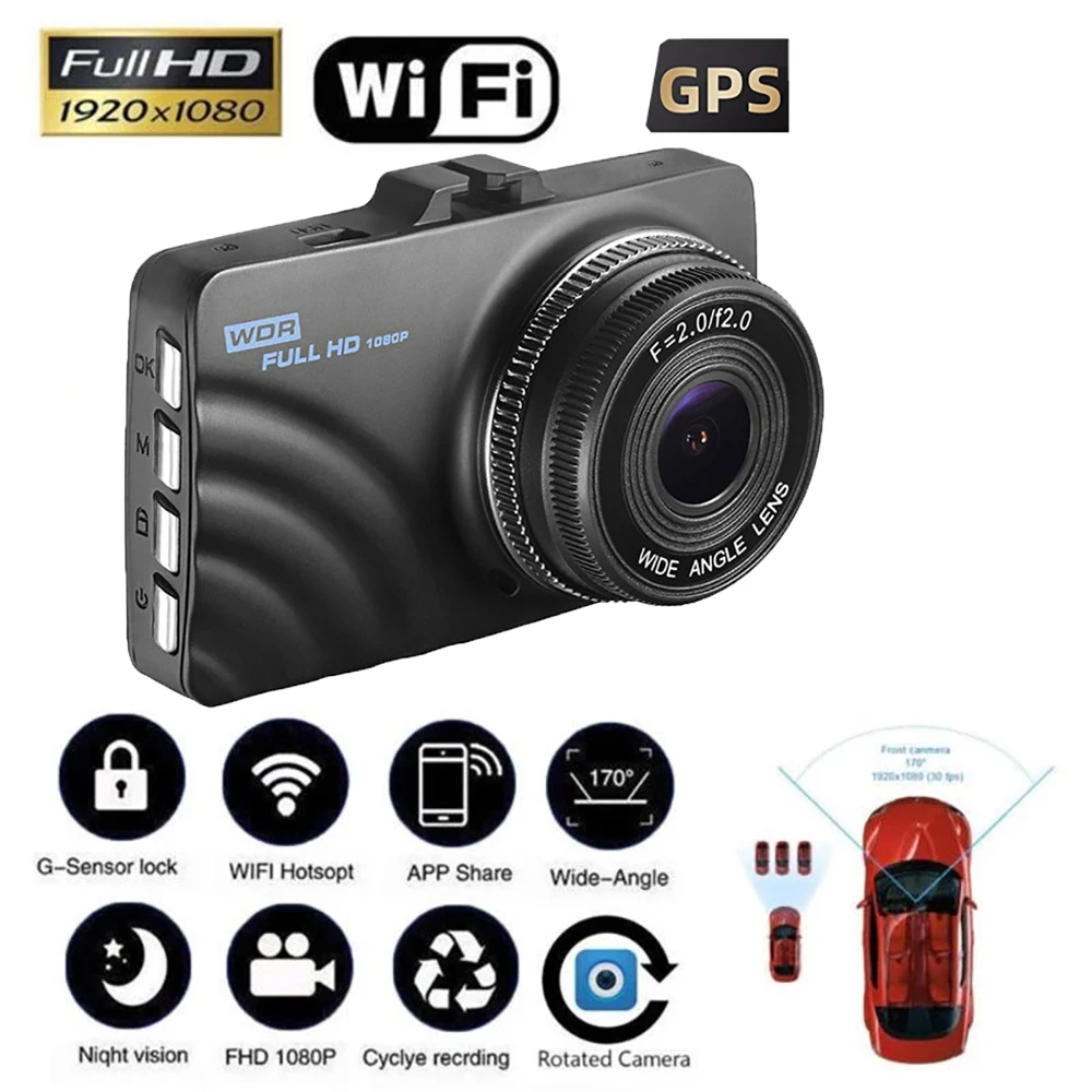 

Автомобильный видеорегистратор Wi-Fi Full HD 1080P Видеорегистратор заднего вида Автомобильная камера Автомобильный видеорегистратор Черный ящик Авто видеорегистратор GPS Автомобильные аксессуары