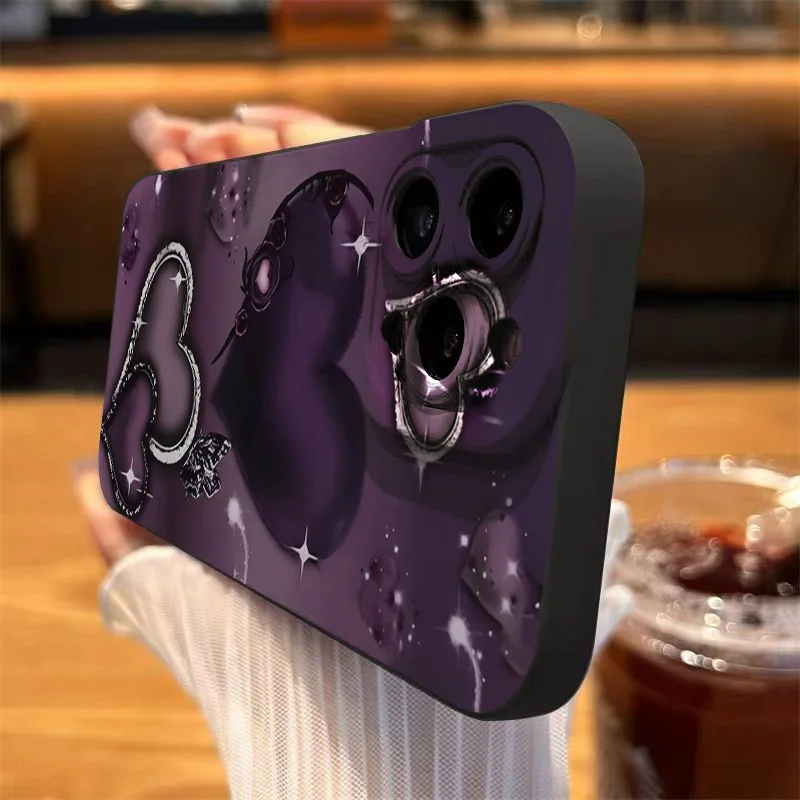 Purple Heart-Shaped Design TPU Phone Case For iPhone 17 16 Pro Cases iPhone 16E 11 12 13 14 15 Pro Max XS X XR 7 8 16 Plus Cover view 2