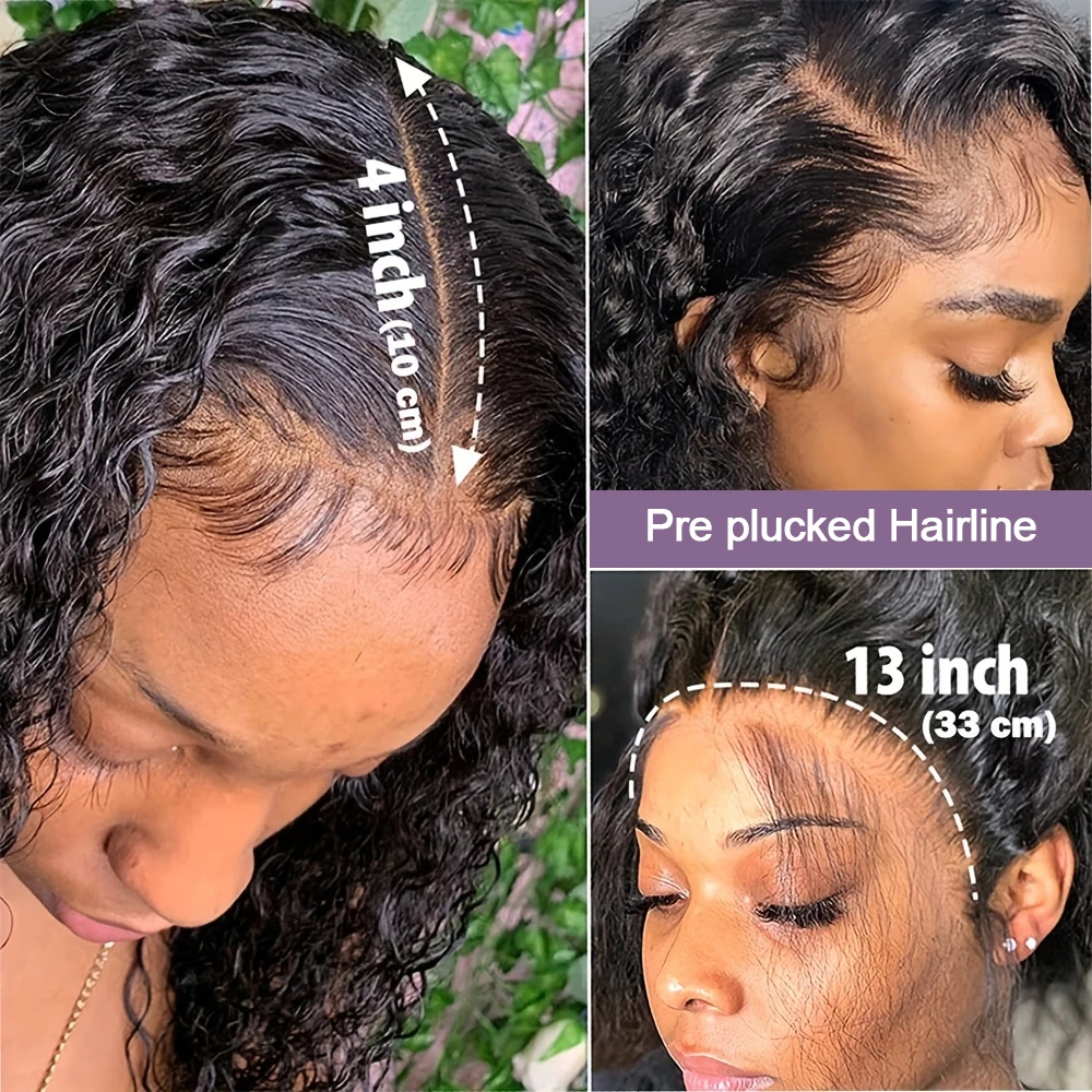 عابث قطع شعر مستعار شعر مستعار مجعد شعر الإنسان 100% الباروكات بوب شعر مستعار موجة المياه شعر الإنسان متعدد فراق الشعر الخام Hd شعر مستعار دانتيل 13 × 4 شعر الإنسان #3