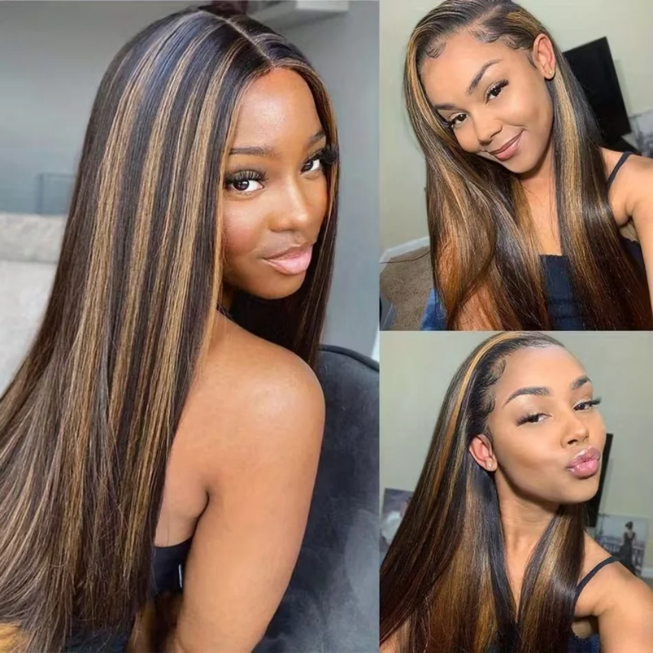 13X6 Hd Lace Frontal Wig Highlight Straight Human Hair Wigs P1B30 Brazilian Wig 30 34 Inch Lace Front Wig Preplucked 250 Density