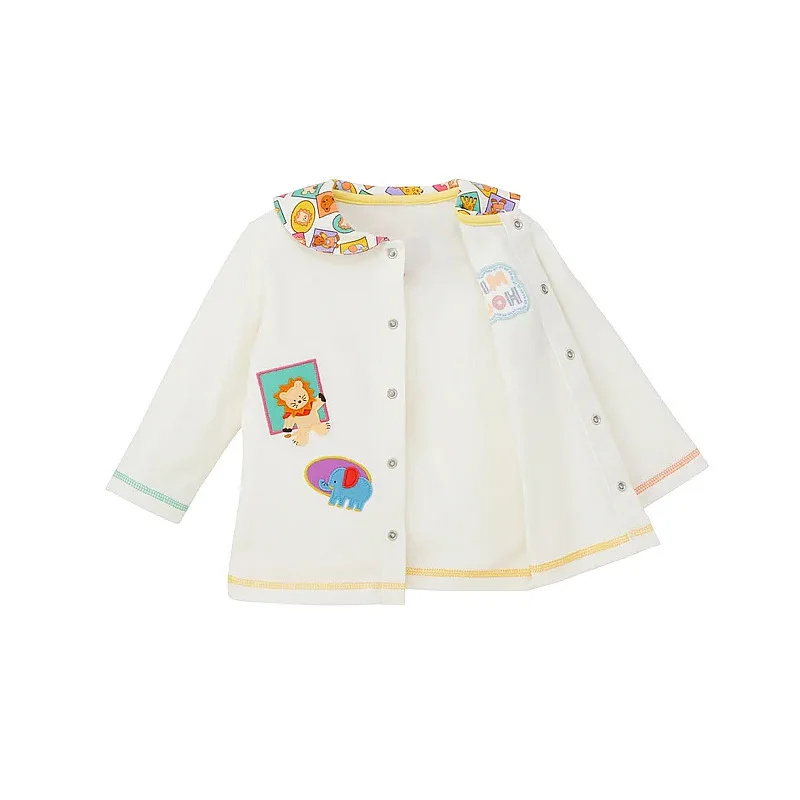 قاعدة قميص الربيع والخريف جديد الرجال والنساء الأطفال الدب الأسد طباعة كاملة البحرية طوق قميص طويل الأكمام