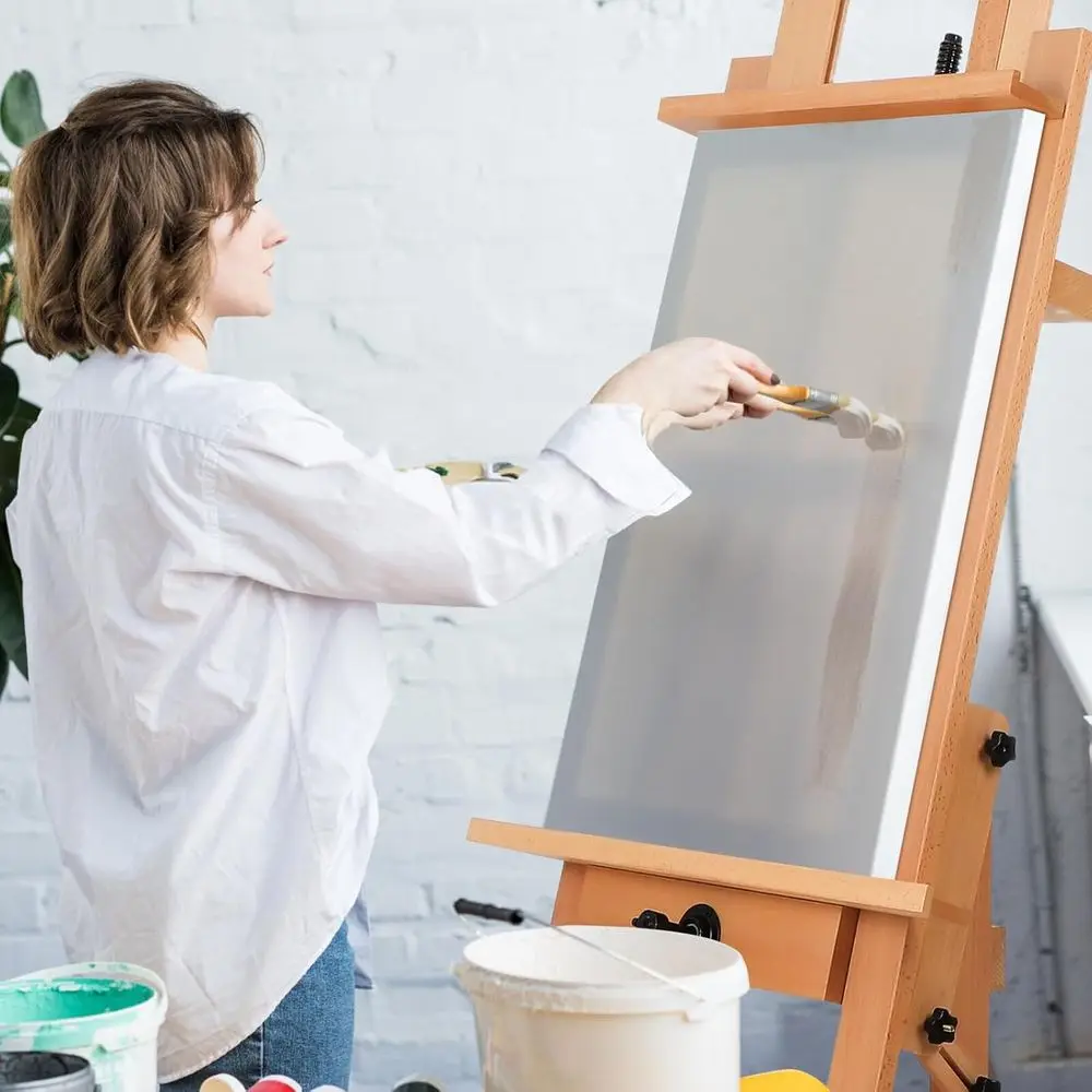 

Светло-коричневый мольберт для взрослых с доской для сухого стирания для рисования