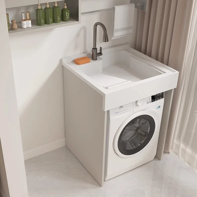 aluminum washing machine cabinet integrated basin small apartment machine upper basin balcony washboard pool slot bathroom