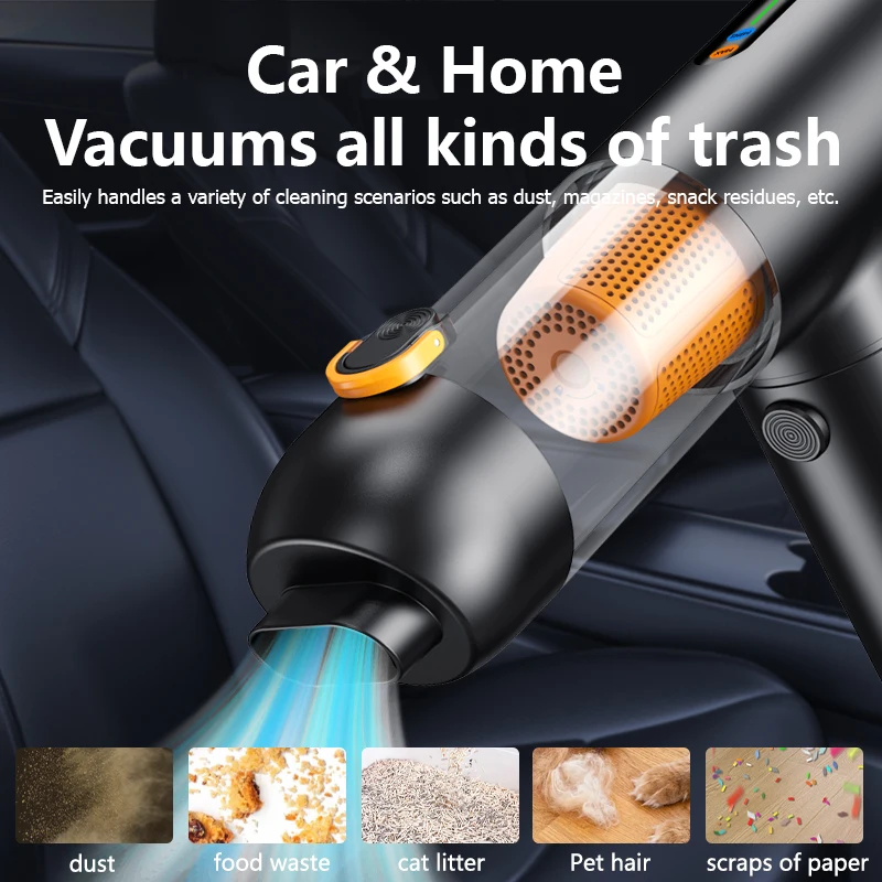 4 in 1 고출력 무선 충전식 차량용 진공 청소기 휴대용 미니 가정용 진공 청소기 에어 더스터 ABS 소재