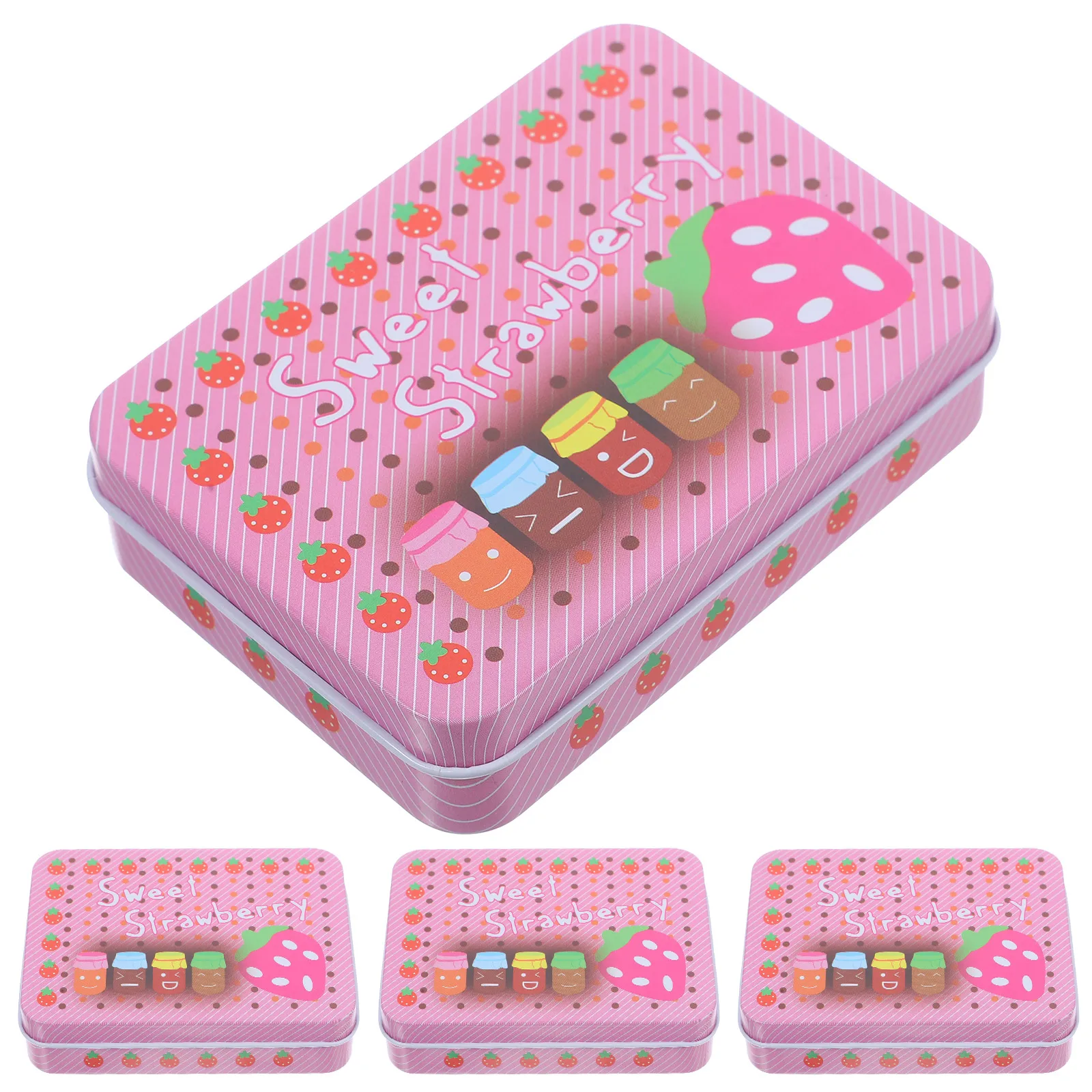 

4 Pcs Tinplate Box Card Storage Case Organizer Playing Game Holder Cards Holders Cartoon