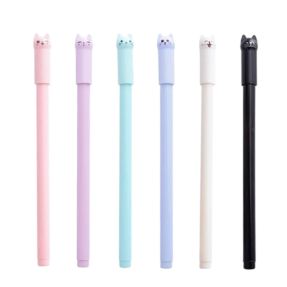 12 pcs Black Pens 0 5mm Cartoon Cat Cute Stationery Creative Girl Full Needle Writing Smoothly Suitable For
