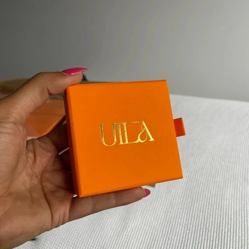 50pc orange 9*9*3.2cm custom jewelry box jewelry box with logo custom shop bag with logo jewelry package box jewelry package box