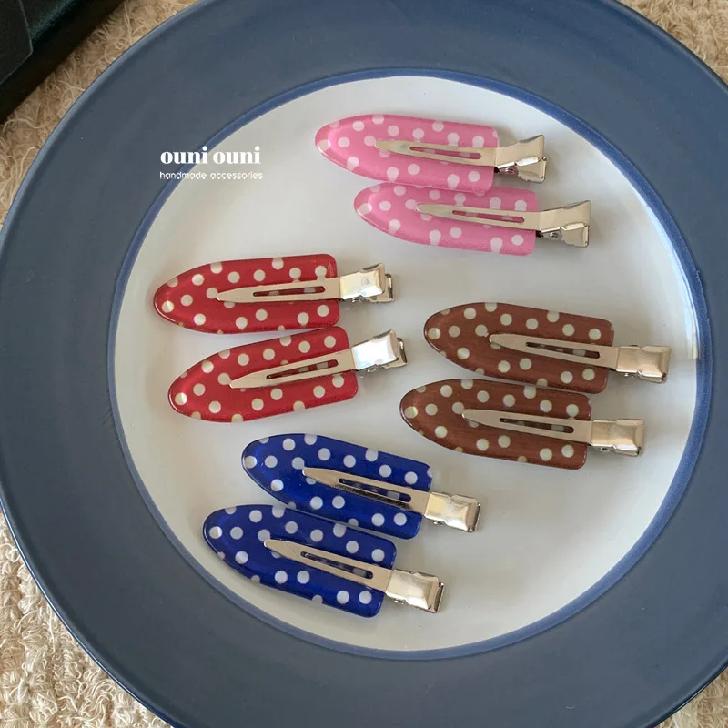 

Набор из 2 разноцветных заколок для волос в горошек для девочек, универсальные боковые заколки для челки, милые заколки для укладки детских волос, незаменимые для повседневного использования