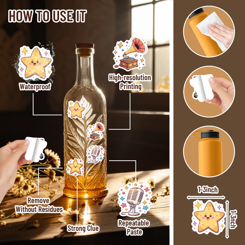 35/50 قطعة من ملصقات نمط نجمة كرتونية لطيفة ملصقات سفر مقاومة للماء للأطفال يمكنك صنعها بنفسك والكمبيوتر المحمول والهاتف المحمول والأمتعة ديكور كاواي #4