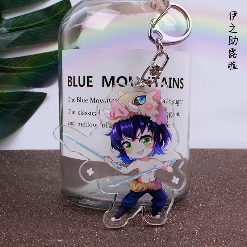 Anime Acrylic Keychains Kamado Tanjiro Nezuko Agatsuma Zenitsu Kochou Shinobu Hashibira Inosuke Keyrings Pendants Figure Gifts