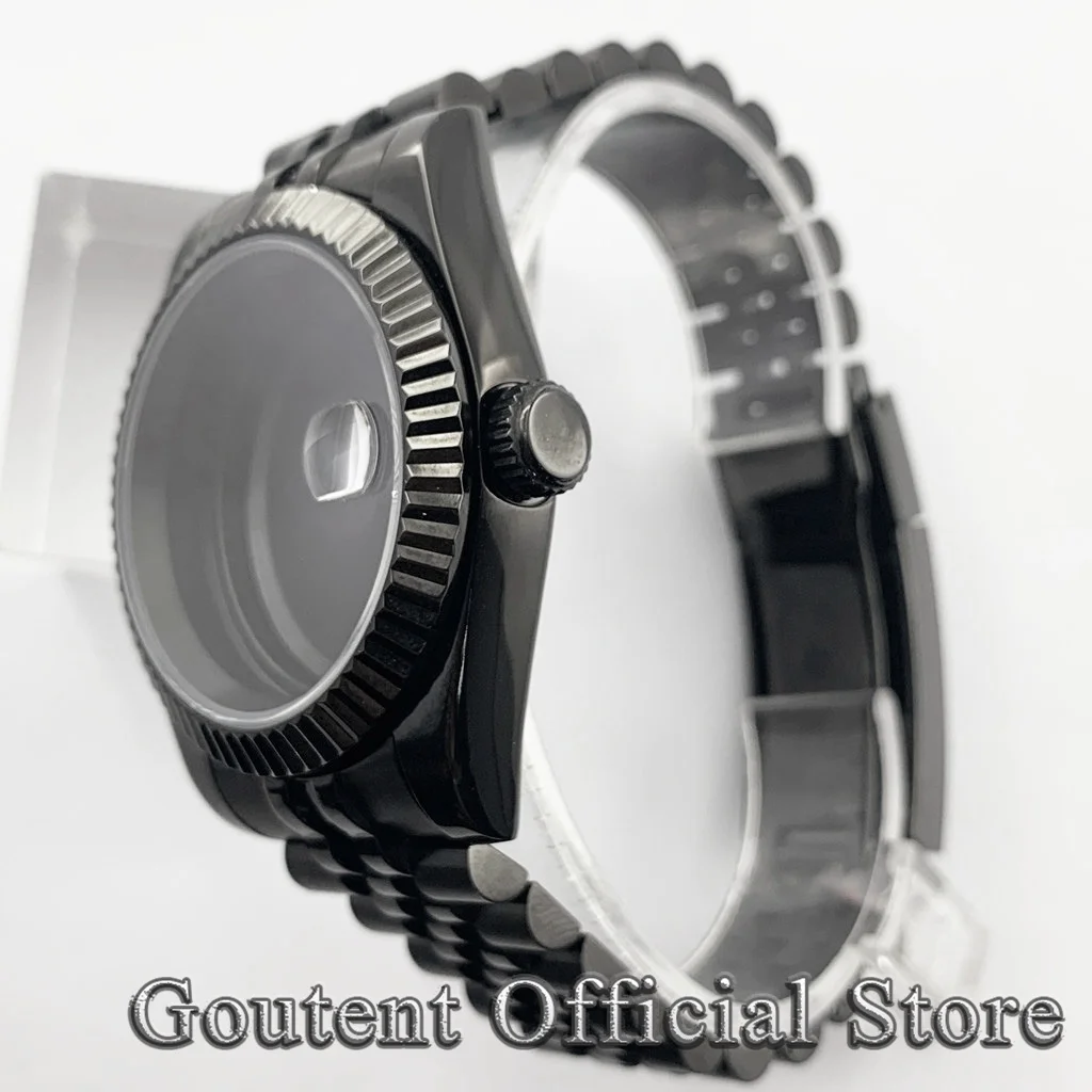 Goutent 36mm 39mm Sterile Black PVD Men\'s Case Strap Sapphire Fit PT5000 NH34 NH35 NH36 8215 ETA 2824 ST2130 Automatic Movement