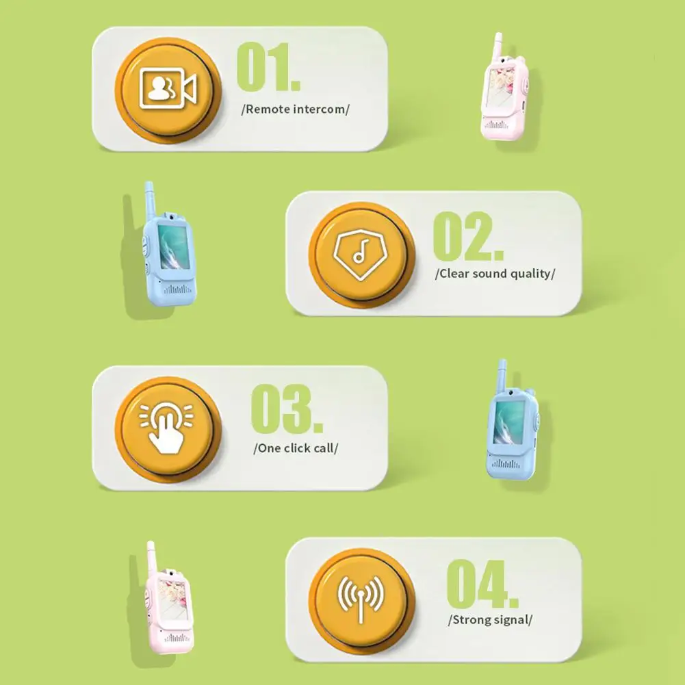 أجهزة اتصال لاسلكية بالفيديو للأطفال، عبوة من ألعاب الأطفال الصغار القابلة لإعادة الشحن للتخييم الداخلي والسفر وهدايا أعياد الميلاد للأطفال من سن 3 إلى 12 عامًا