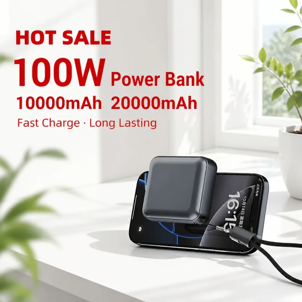 100W Power Bank 20000mAh PD Fast Charging for Laptops MacBook iPhone 16 15 14 Samsung S24 Xiaomi Poco Tablet PowerBank