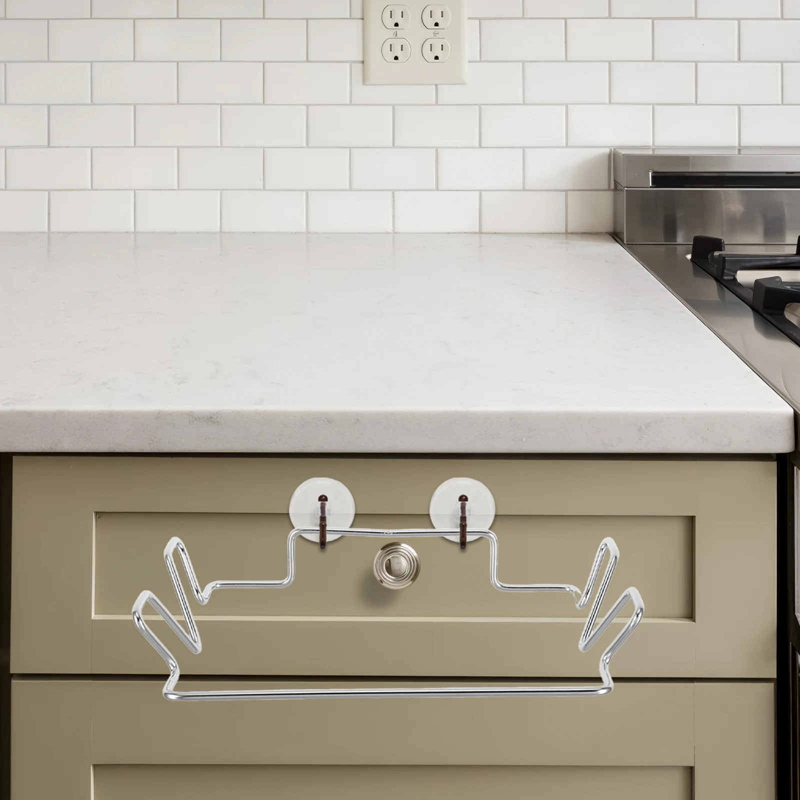 

Stainless Steel Kitchen Garbage Rack Hanging Trash Bag Holder Organizer Cabinet Door Under Sink Garbage Bag Dispenser