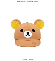 2025 Y2K Cute Rilakkuma Bear With Ear Embroidery Cap Summer Hats for Women Girls Kids Fashion Cartoon Sun Visors Baseball Caps