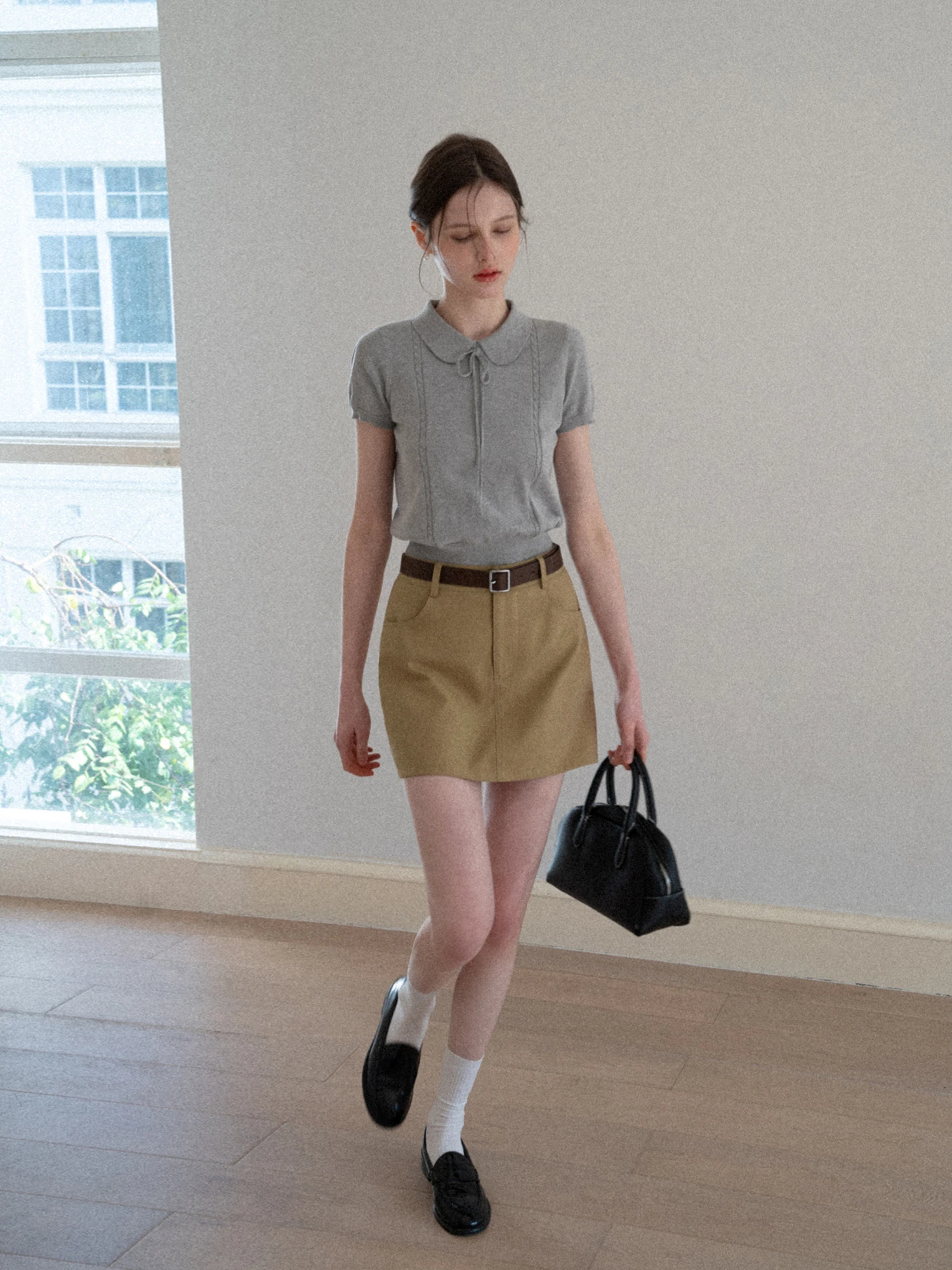 High Waist A-Line Khaki  Skirt Women's Summer Simple Elegance Crossbody Casual Wrap around Short Skirt Commute Style
