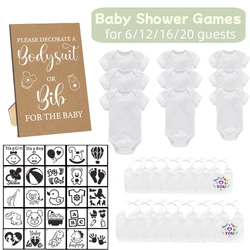 Baby Shower Games Bibs Bodysuits White Bibs Onesies Stencils for 6-20 Guests DIY Baby Gifts for Baby Shower Gender Reveal Party