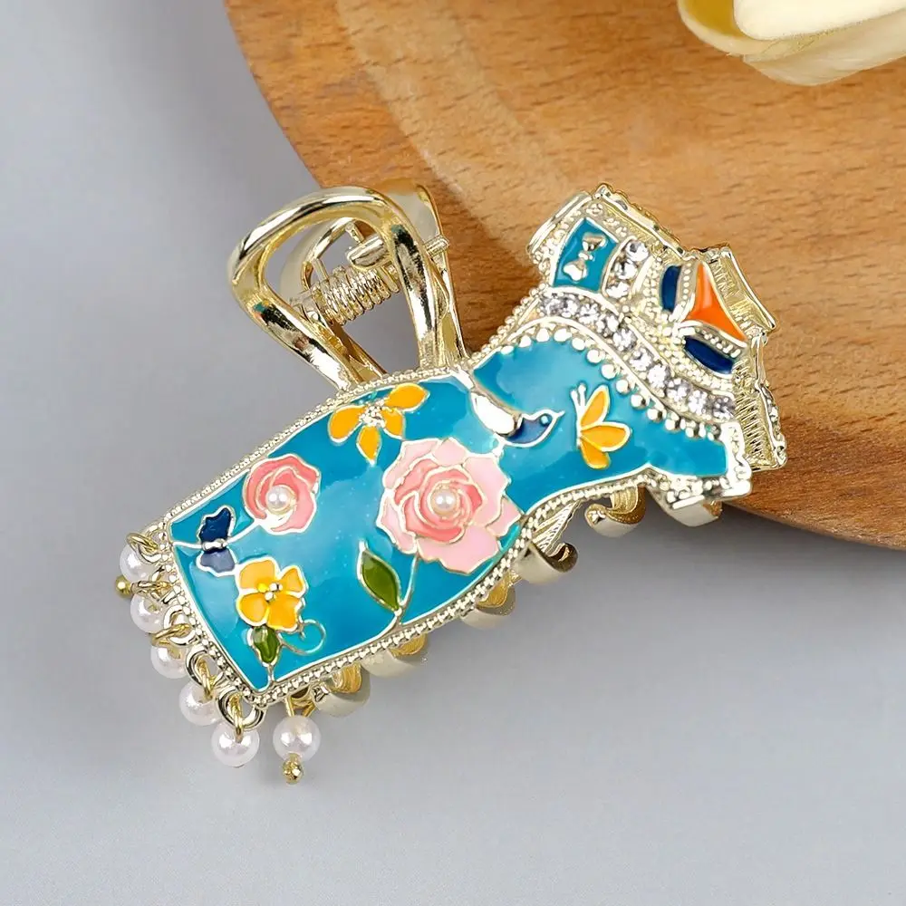 

Tassels Chinese Style Hair Claw enamel Ponytail Holder Cheongsam Design Hair Clip Grab Clip Hair Accessories Metal Shark Clip