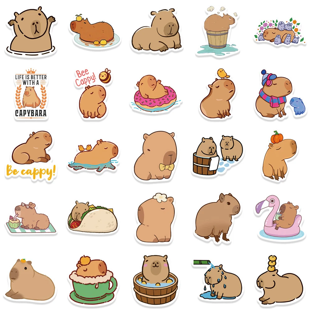 10/30/50PCS Cartoon Capybara Cute Graffiti Sticker  Aesthetic Decorative DIY Scrapbook Phone Notebook Decal Stickers Kids Toy