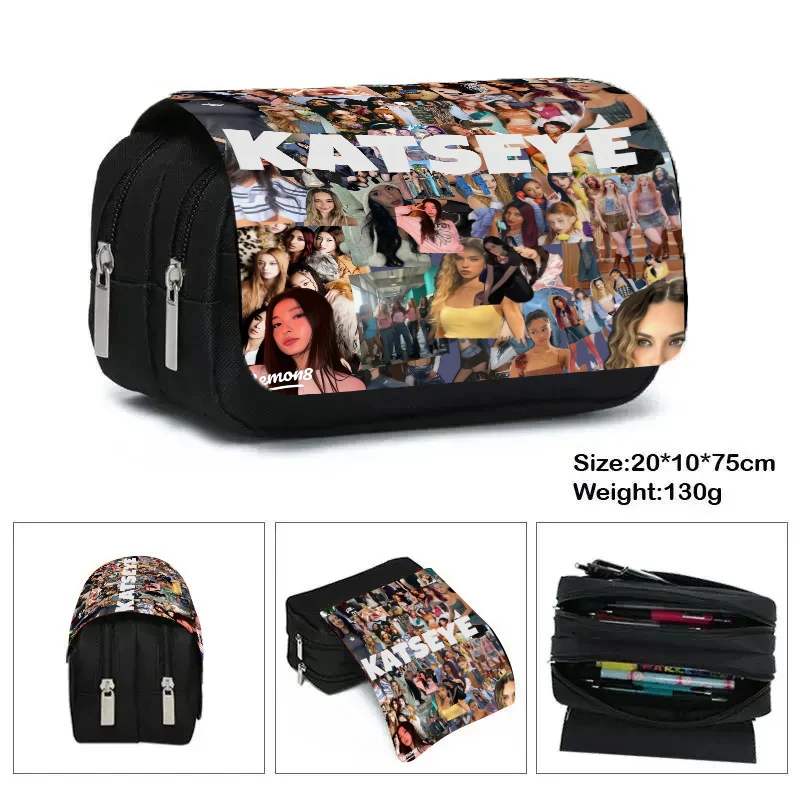 Kpob girl girls Pencil Box K-KATSEYEs Pen Bag Student School Supplies Stationery Penbag Pencil Case Kawaii Student Birthday Gift