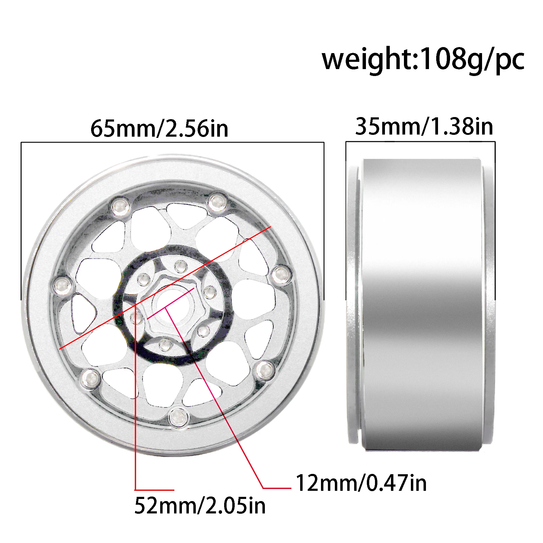 4pcs 2.2 Beadlock Wheels Aluminum for 1/10 RC Rock Crawler Car Axial Wraith RR10 SCX10 II III 90046 TRX4 TRX6 YETI D90 CC01