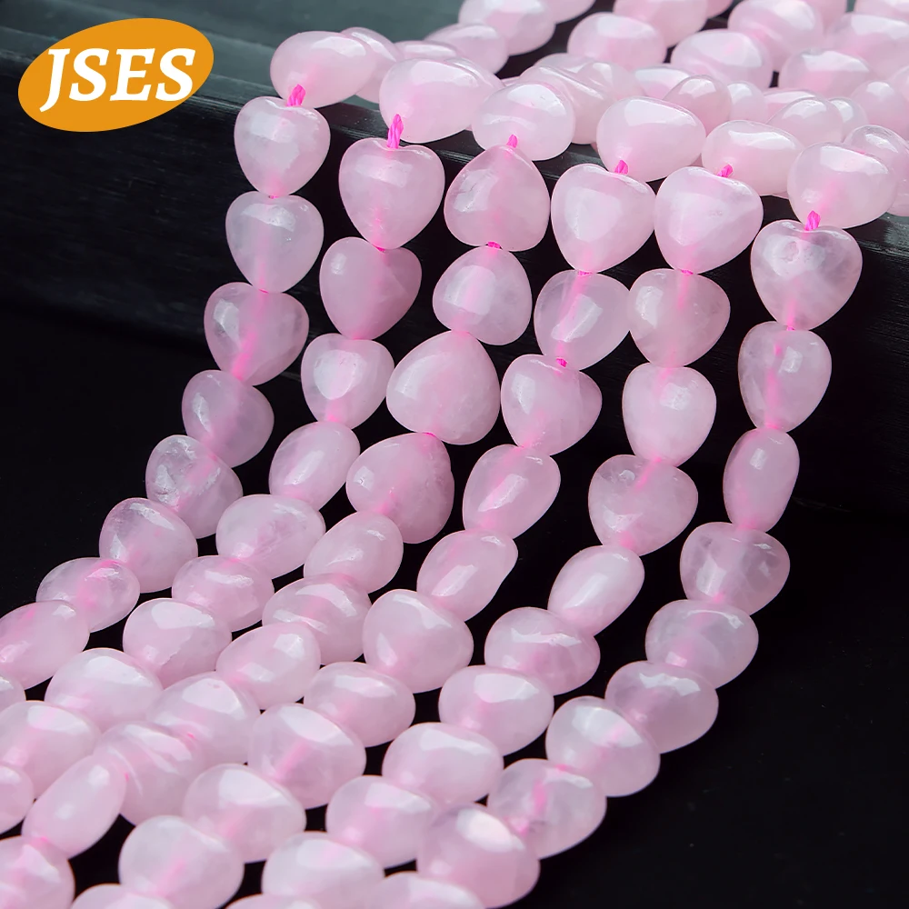 

A++ Natural Pink Rose Quartz Crystal Heart Shape Stone Loose Beads For Jewelry Making DIY Necklace Lovers Woman Gift