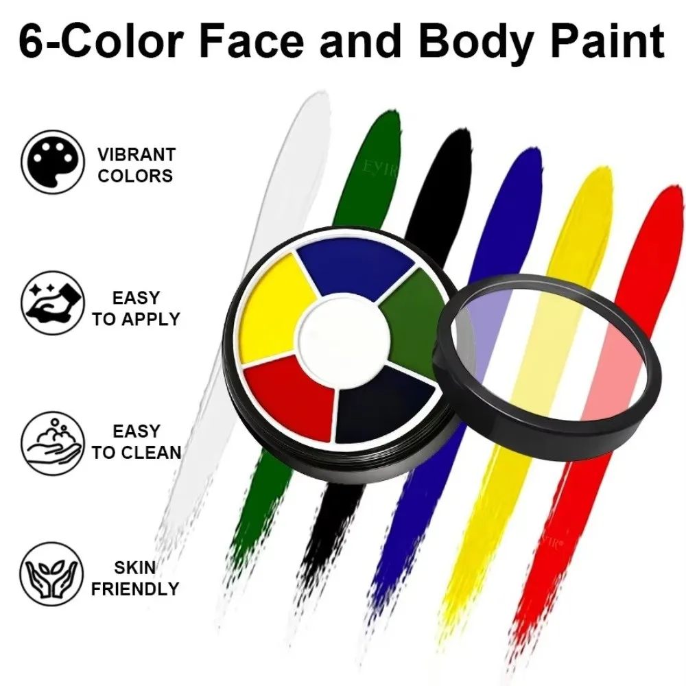 Special Effects 6 Colors Face Paint Palette Water Activated Clown Face Body Makeup Oil Face Paint Festival