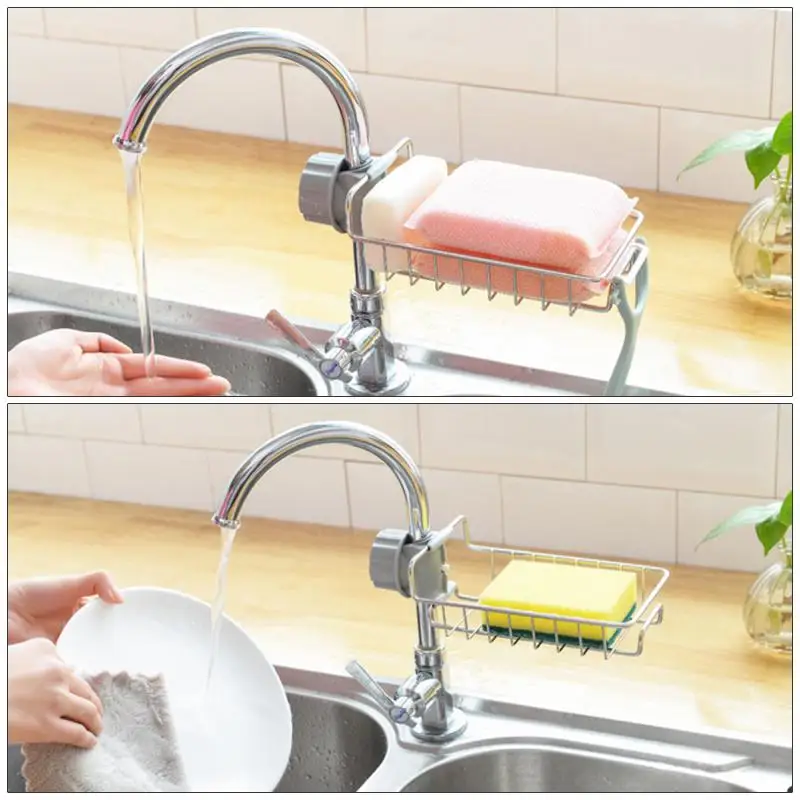 Estante de almacenamiento de artículos de baño, estante de acero inoxidable para grifo de cocina, estante de almacenamiento para fregadero, drenaje, barra de ducha, soporte de carga fuerte