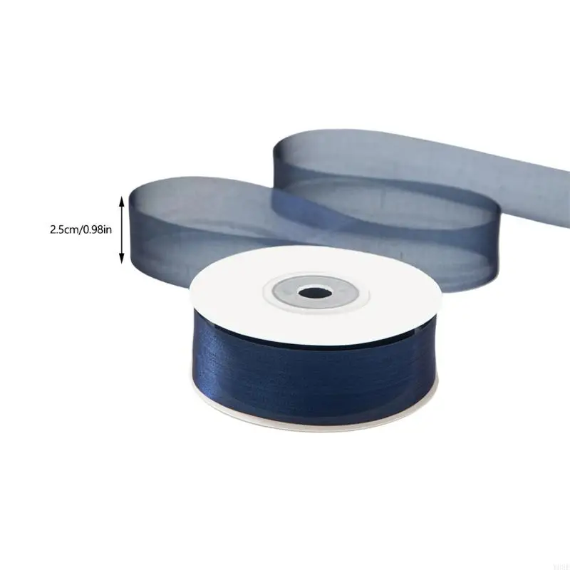 Roll of 25mmX20Yard Colored Ribbon Sheer Organza Ribbon for Gift Wrapping Bowknot Making Hair Decoration Accessories Y08E