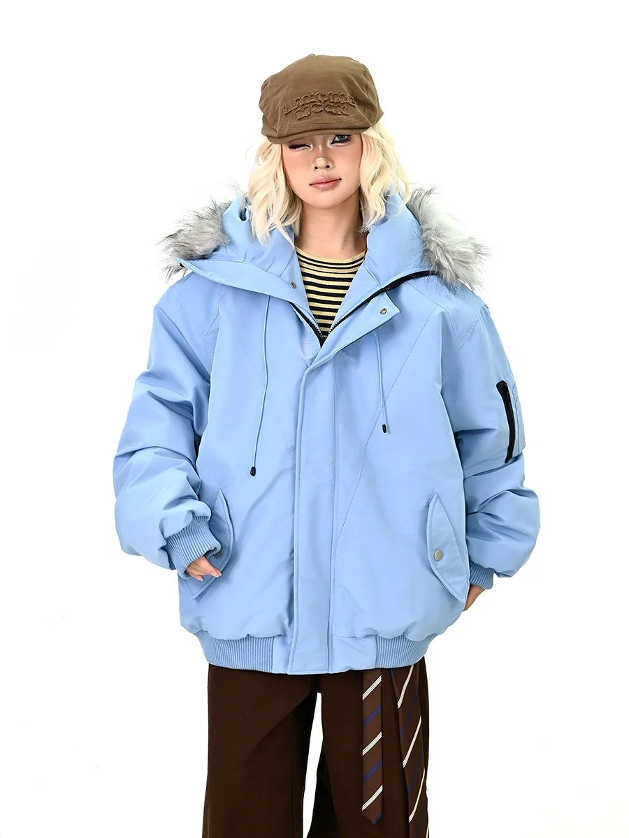 

Embroidered Bae Hooded Jaet Women's Loose BF College Sle Coat Thiened Cotton Clothes Street Sle Zipper Closure Long...