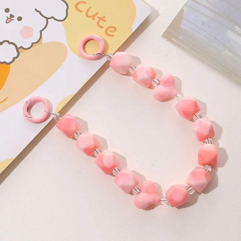 Acrylic candy colored phone chain DIY pearl cloud phone case pendant