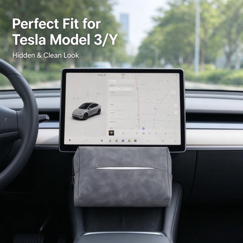 Hidden Car Tissue Box Napkin Holder Drawer Bag for Tesla Model 3 Y S X YL Vehicle Mounted Tissue Pouch Auto Interior Accessories