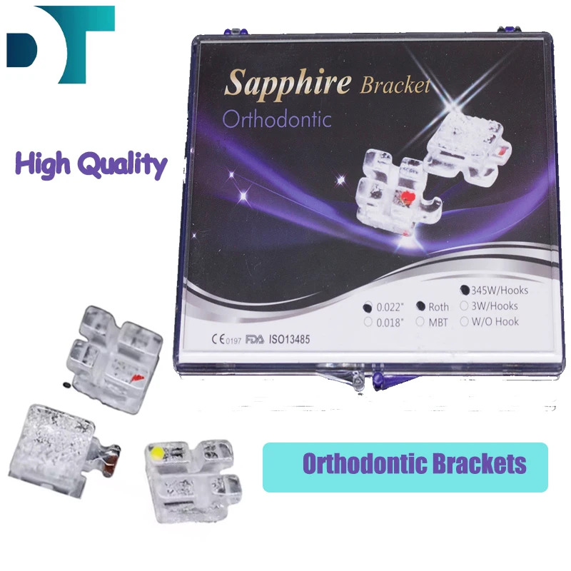 28pcs/Box Dental Bracket Orthodontic Braces Monocrystalline Sapphire Ceramic Mini Roth/MBT.022 Hooks 345 with Buccal Tube