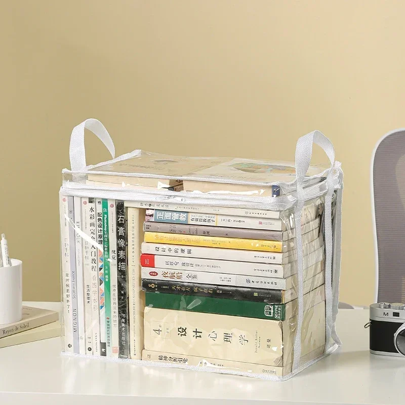 Transparent Waterproof Household Book Organizing Storage Box Foldable Book Box Student Dormitory Classroom Book Organizer