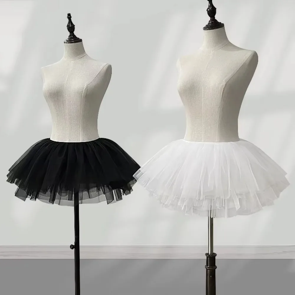 White Black Puffy Tulle Lolita Underskirt Women Cosplay Ballgown Kids Bridal Boneless Petticoats Tutu Dress