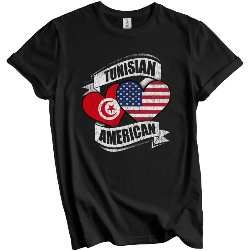

Tunisian American Hearts USA Tunisia Flags T-Shirt