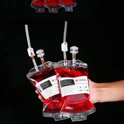 Transparent Food Grade PVC Drink Bag Vampire Blood Bag Cosplay Pouch Props Halloween Party Decoration Supplies Cocktail Set