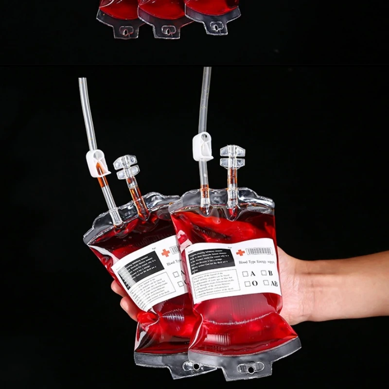 Transparent Food Grade PVC Drink Bag Vampire Blood Bag Cosplay Pouch Props Halloween Party Decoration Supplies Cocktail Set