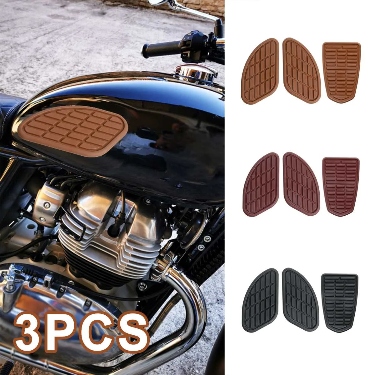 

3PCS Motorcycle Cafe Racer Fuel Tank Pad Side Gas Tank Sticker Knee Grip Protector Vintage Side Panels