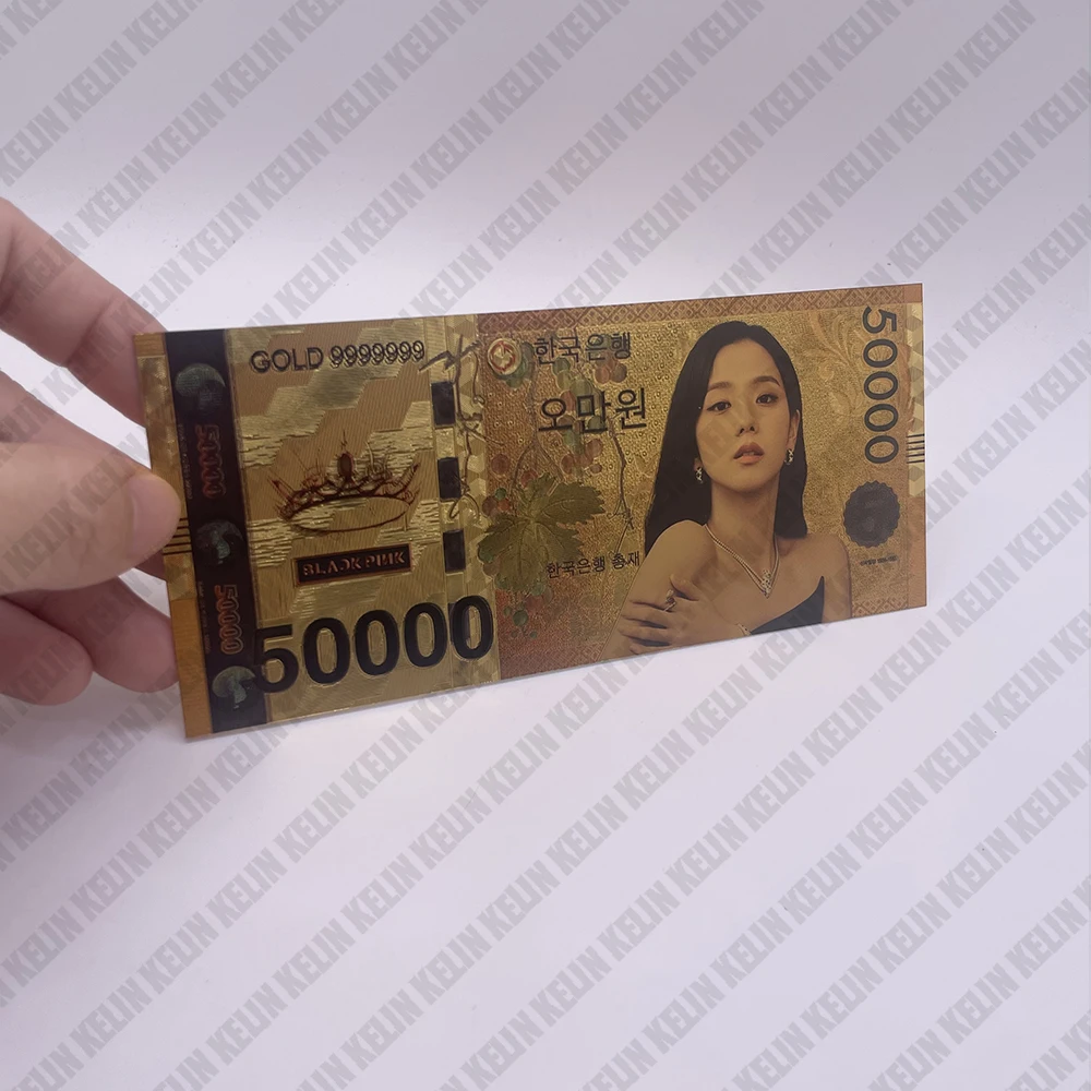 4 Beautiful Kpop Girls Group Music Bands South Korea Gold Banknote Cards Lisa Jisoo ROSE Jennie  for Fans Gifts